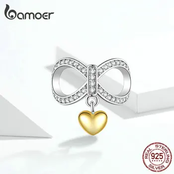 Bamoer Infinită Dragoste cu Farmec pentru Femei Bijuterii de Luare a se Potrivi Original Bratara Argint 925 Accesorii SCC1300