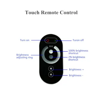 RF Wireless LED Dimmer Singur Controler de Culoare DC12V 24V 8A 2 Canal Tactil Controler de la Distanță pentru o Singură Culoare LED Strip Lumini