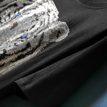 Vara model Tigru fierbinte diamant scurt-maneca tricou femei noua moda Casual, de stradă în vrac de mari dimensiuni lung negru topuri de sex feminin
