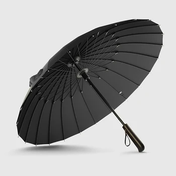 Umbrelă de ploaie 24 De Puternic Vânt Glassfiber Cadru din Lemn Mâner Lung Umbrele HKS99