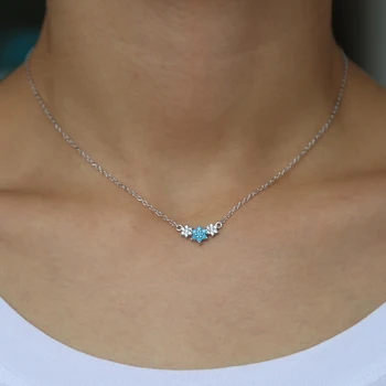 New sosire moda bijuterii strălucitoare piatră albastră floare cu cristal cz floare cravată colier argint sterling declarație lanț