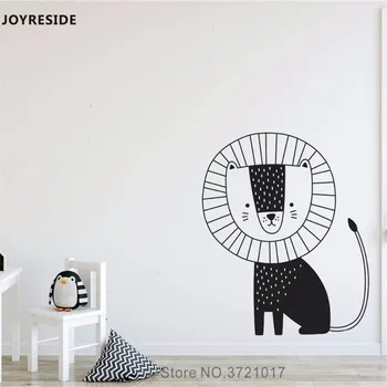 JOYRESIDE Animale Drăguț Leu Perete Decal Pisica Leu Vinil Autocolant Casa de copii pentru Copii de Decorare Dormitor Design Interior Murale A650