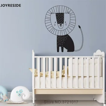 JOYRESIDE Animale Drăguț Leu Perete Decal Pisica Leu Vinil Autocolant Casa de copii pentru Copii de Decorare Dormitor Design Interior Murale A650