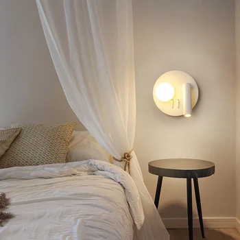 Modernă cu LED-uri Lampă de Perete Metalic Acrilic Alb Nordic Rotund de Perete de Lumină cu Reflector Rotativ pentru Dormitor, Bucatarie Loft Acasă Decor