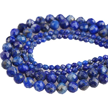 Mici Piatră Naturală Fațete lapis lazuli Piatră Margele Rotunde 2/3/4/5mm Secțiunea Margele Vrac Pentru a Face Bijuterii DIY Colier Cercei