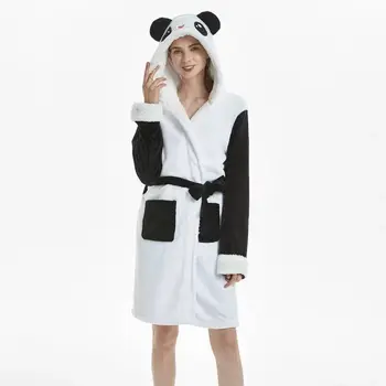 Adulți Animal Flanel Halat De Baie, Pijamale Femei, Barbati Cuplu Halat De Baie Gros Halat Cald Iarna Unisex Panda Unicorn De Pluș Pijamale