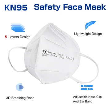 80 de Piese Adult KN95 Măști CE FFP2 Mascarillas Facial Masca de Fata 5 Straturi de Filtrare de Protecție de Îngrijire a Sănătății Respirabil 95% Gura Masca