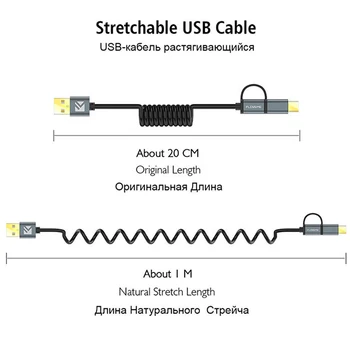 FLOVEME QC3.0 Cablu USB de Încărcare Tip C Cablu pentru iPhone X Xs Max 2 in 1 C USB Cablu de Încărcare Rapidă Cablu Micro USB pentru Telefon
