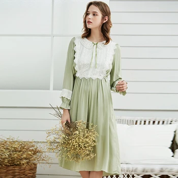 Femeile Nightown Catifea Iarna Homewear Elegant Sleepwear Nobilă Cămașă De Noapte Cămăși De Noapte Verde