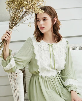 Femeile Nightown Catifea Iarna Homewear Elegant Sleepwear Nobilă Cămașă De Noapte Cămăși De Noapte Verde