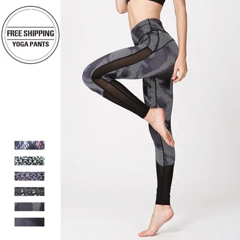 De înaltă Talie Pantaloni de Yoga pentru Femei Fitness Sport Jambiere Dungi de Imprimare Elastic sală de Gimnastică Antrenament Colanti S-XL Rulează Pantaloni Plus Dimensiune