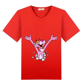 Colorat pantera roz din bumbac pur copil scurte t shirt pentru băieți și fete de vara tricou 2 4 6 8 10 12 T