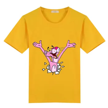 Colorat pantera roz din bumbac pur copil scurte t shirt pentru băieți și fete de vara tricou 2 4 6 8 10 12 T
