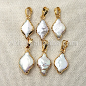 WT-P971 WKT Design Nou Pearl Pandantiv Moda Formă de Romb de Perle cu aur galvanizat de înaltă calitate perla pandantiv en-gros