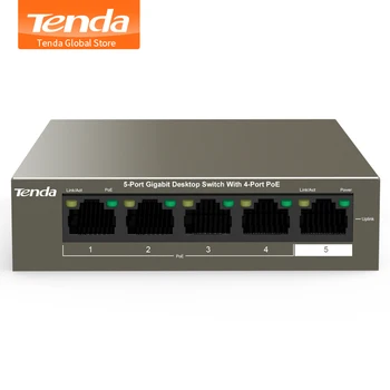 Tenda TEG1105P-4-63W Switch 5-Port Gigabit Desktop Switch cu 4 Porturi PoE VLAN pentru Transferul de Putere și de Date pentru AP, Camera IP