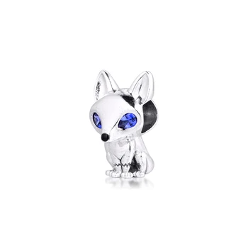 Real Argint 925 Cu Ochi Albaștri Fox Animal Farmecul Original Se Potrivesc Pandora Brățară Margele De Argint S925 A Face Bijuterii