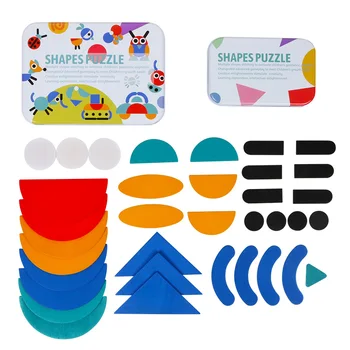 Model de lemn Animale Jigsaw Puzzle Sortare și Stivuire Jocuri Montessori Jucării Educative pentru Copii mici