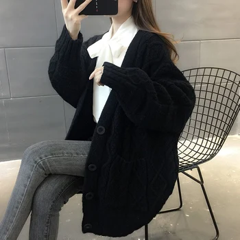 Femei Pulovere Cardigan De Primăvară De Moda Toamna Solid Pieptul Singur Buzunar Casual Vânt Leneș Coreeană Stil Simplu Chic Feminin Strat