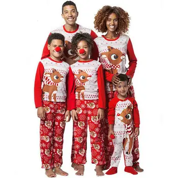 De Crăciun, Familia Potrivire Set De Pijama Barbati Femei Copii Cu Maneca Lunga Xmas Santa Pijamale Cald Homewear Utilaje