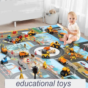 Masini trafic Jucării Hartă Copii Joc Educativ Mat Oraș Inginerie de trafic de Parcare pentru Copii de Animale Covor rezistent la apa loc de Joaca