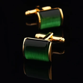 Mirele Nunta Petrecere Oameni De Afaceri Francez Camasi Butoni De Culoare Verde Închis Shell Opal Butoni De Aur Buton Cu Sac De Cadouri