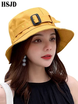 Femei Vara Margine Largă Centura Decorate Palarie de Soare 2019 Noua Moda Casual Femei Pliabil de Plaja pălărie Anti-UV Bumbac de protecție Solară Capac