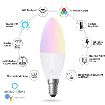 Vesel, Inteligent WiFi Bec 6W Lumina RGB Lampa cu Lumini de Alarmă Compatibil cu Alexa si Google Bec Led Asistent Dropship