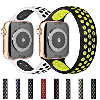 Noi Respirabil Silicon Sport Band pentru Apple Watch se 6 5 4 3 44mm 40mm curea de cauciuc benzi pentru Nike+ Iwatch 2 1 42mm 38mm
