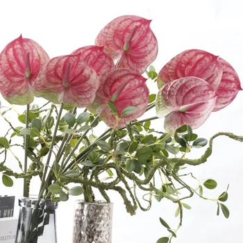 Roșu roz Flori Artificiale Flori de Mătase pentru Acasă Decorare Partid Fals Flori de Nunta Buchet de Flori de Craciun