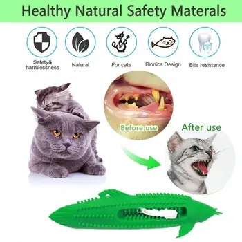 Curata Dintii Catnip Periuta de dinti Jucărie Interactiv Pește Pisică Periuta de dinti Mesteca Jucărie Moale din Silicon Molar de Curatare a Dintilor Mesteca Stick pentru Pisica