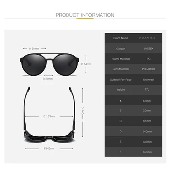 Eyecrafters Retro Rotund ochelari de Soare Polarizat Steampunk Bărbați Femei Brand Designer de Ochelari Oculos De Sol Nuante de Protecție UV