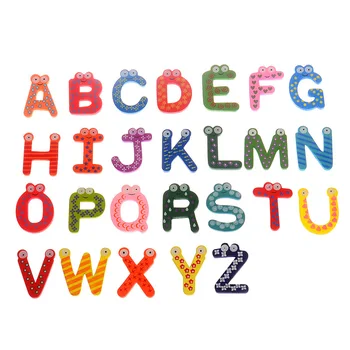 26 Alfabet din Lemn Colorat Desene animate Frigider Magneți de Frigider Magnetice, Litere Autocolante Drăguț Magnetice, autocolant Copil Jucărie de Învățământ