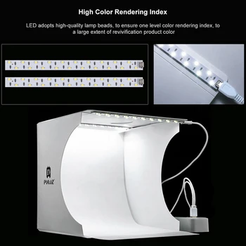 Dual Lumina Lightbox Mini 40Pcs de Lumină LED, Cameră foliding Fotografie de Iluminat Softbox Cort Fondul USB Cub Foto de Lumina de Studio