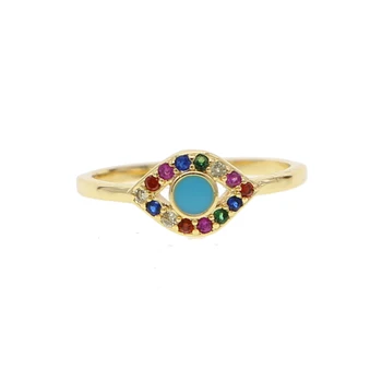 2019 fabrica de bijuterii en-gros de înaltă calitate AAA curcubeu colorat cz drăguț minunat ochi inel de aur 6 7 8 9