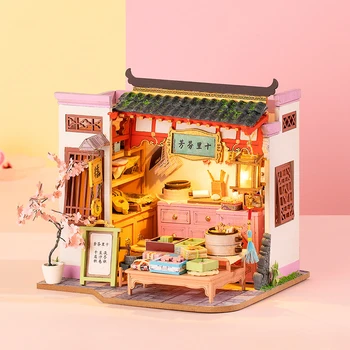 DIY din Lemn, Păpuși China Arhitectură în Stil 3D Case Papusa in Miniatura Cu Mobilier Asamblat Jucarii Pentru Copii de Craciun Cadou de Casa