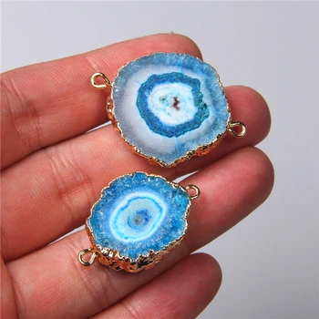 Albastru Naturale de cuarț de cristal druzy conector farmec pandantive pentru a face bijuterii bratara cercei bijuterii handmade bijuterii diy cadou