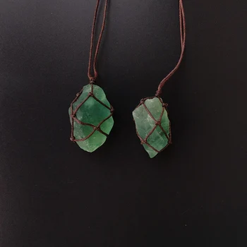 BOEYCJR Verde Natural Original Fluorit Lanț Colier Handmade Bijuterii Etnice Epocă de Piatră Pandantiv Colier pentru Femei