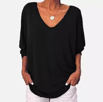 Femei V-neck Bat Mâneci lungi Jachetă Înapoi T-shirt Bluza Top