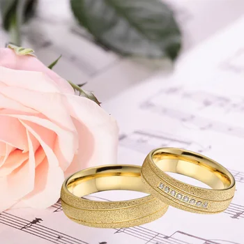 Vest DRAGOSTE Alianțe căsătorie cuplu inele de nuntă pentru bărbați și femei, Aur Galben Emery umplut moda bijuterii inel