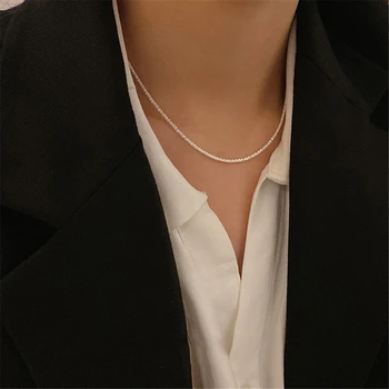 Argint 925 Bijuterii Seturi Pentru Femei Înstelat Lanț Brățară Și Colier Cravată 2 buc Set Bijuterii Trendy Cadouri Partid Bijoux