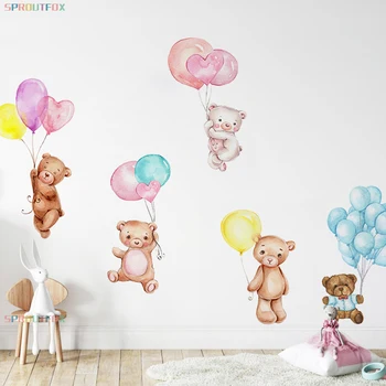 Baloane colorate Decorative de Vinil Autocolante de Perete Pentru Camere de Copii Drăguț Urs pentru Copii Autocolante de Perete Home Decor Camera de zi