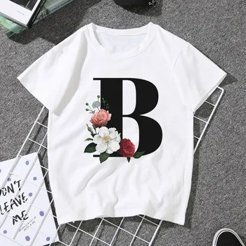 26 Alfabetul englez de Imprimare Alb Topuri Tricou Harajuku ' 90 Streetwear Doamnelor Top Scurt, Haine Noi Femei T-shirt