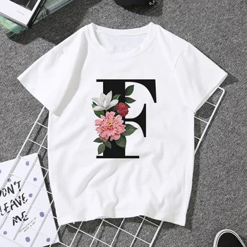 26 Alfabetul englez de Imprimare Alb Topuri Tricou Harajuku ' 90 Streetwear Doamnelor Top Scurt, Haine Noi Femei T-shirt