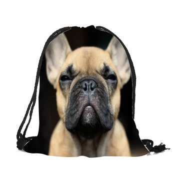 Plin de viață Drăguț Bulldog Creative de Imprimare 3D Femei Bărbați Cordon Rucsac de călătorie softback femei mochila cordon geanta băieți fete