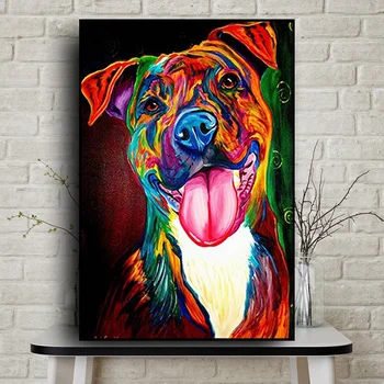Pline de culoare, abstract câine animal print panza pictura animal postere si printuri poze de perete pentru camera decoracion fara rama