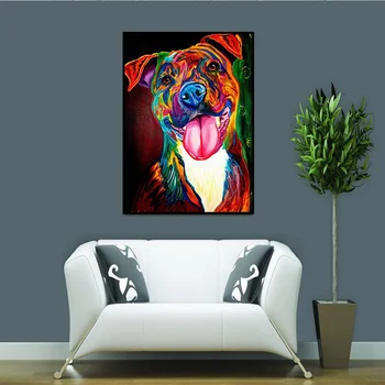 Pline de culoare, abstract câine animal print panza pictura animal postere si printuri poze de perete pentru camera decoracion fara rama