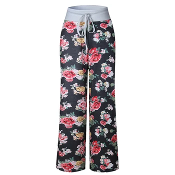 De Vară 2020 Florale de Imprimare de Înaltă Talie Pantaloni pentru Femei Streetwear Liber Casual Largi Picior Pantaloni Plus Dimensiune pantaloni Pantaloni Femei
