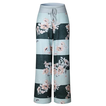 De Vară 2020 Florale de Imprimare de Înaltă Talie Pantaloni pentru Femei Streetwear Liber Casual Largi Picior Pantaloni Plus Dimensiune pantaloni Pantaloni Femei