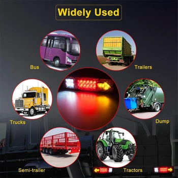 LED-Trailer Indicator luminos Oprire Inversă Tailight Dreptunghi Roșu Galben Alb Pentru Camioane Utes Rulote Rulote, Autobuze Dube