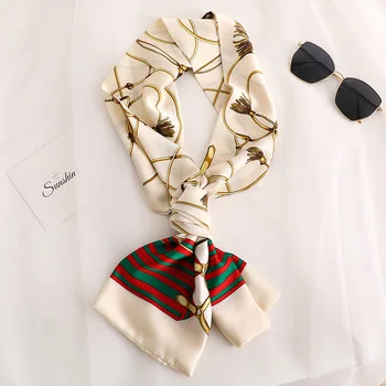 Brand De Lux 2019 Noua Moda De Vara Eșarfă De Mătase Pentru Femei Din Satin Gât Cravată De Păr Banda Moale Plaja Hijab Cap Feminin Foulard